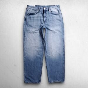 H&M Loose Ample Jeans Men 34x32 Blue Baggy Faded 100% Cotton